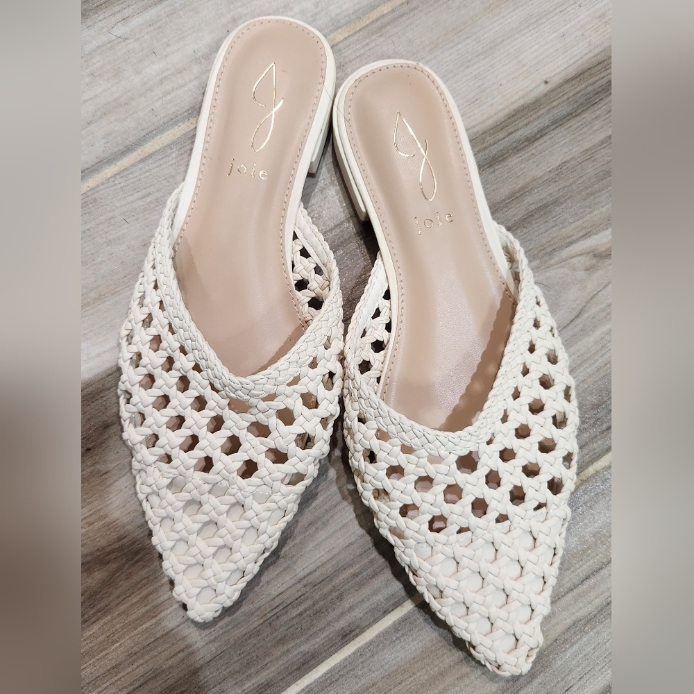 Joie Cream Woven Mules